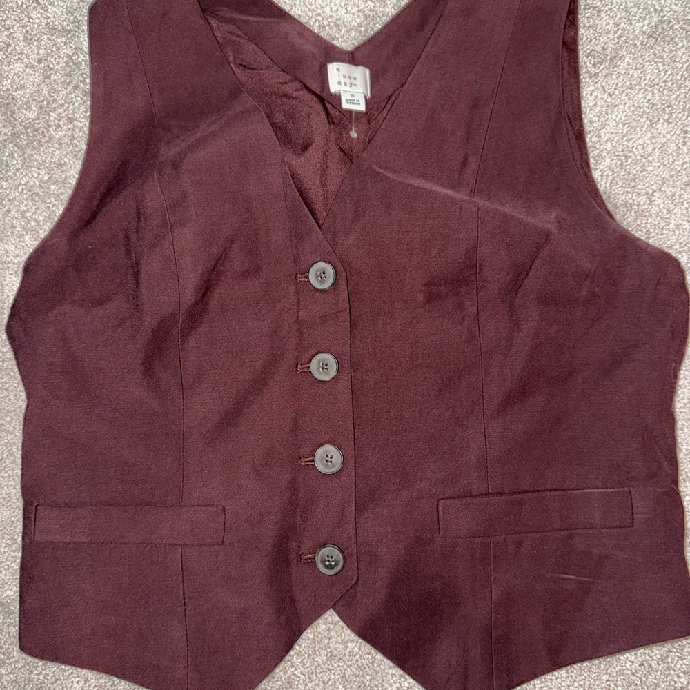 Burgundy Button-Up Vest